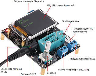 Тестер GM328A, Вимірювач ESR LCR, Генератор, Частотомір, Вольтметр