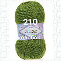 Детская пряжа для ручного вязания Alize ŞEKERİM BEBE (Шекерим беби) 210 зеленый