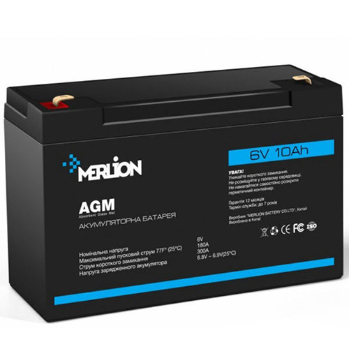 Акумуляторна батарея Merlion agm gp612F2 6 V 12Ah ( 151 x 50 x 100 ) Q10