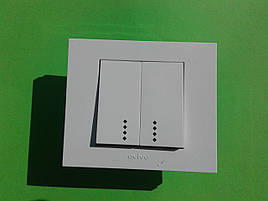 Выключатель двухклавишный OVIVO Grano с подсветкой (белый)