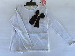 Блуза реглан білий з бантом 122-140 зростання