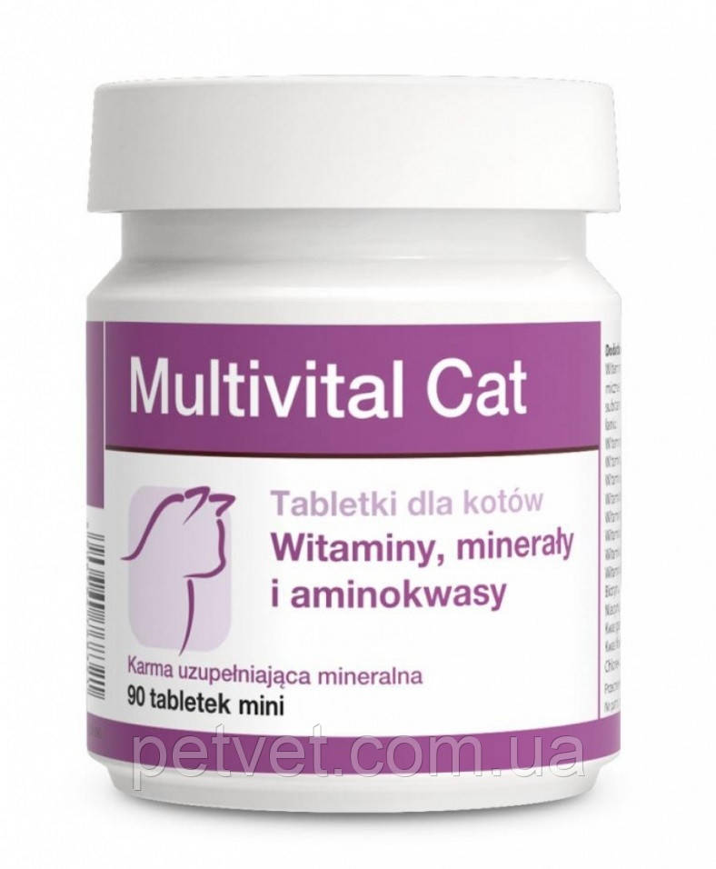 Долфос Мультивітал Кет (Multivital Cat) вітамінно-мінеральний комплекс для кішок, 90 таб., фото 1