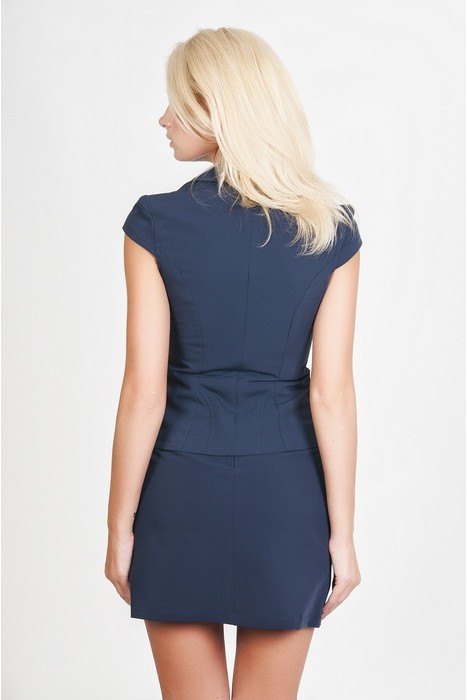 Синий жилет с декоративной застежкой Жл04