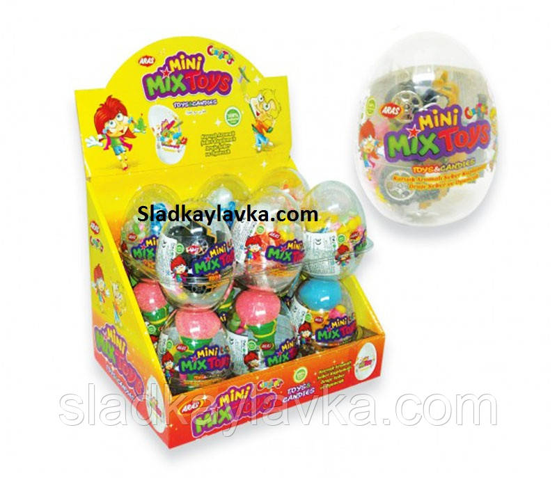 Яйце "Mini Mix Toys" сюрприз з драже 12 шт (Aras)