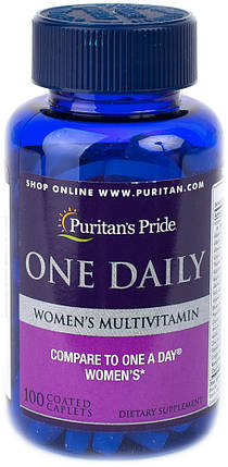 Вітаміни для жінок, Puritan's Pride women's One Daily Multivitamins 100 Caplets, фото 2