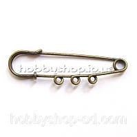 Заготівка для броші на 3 вушка 6,5 см (бронза) 100 штук