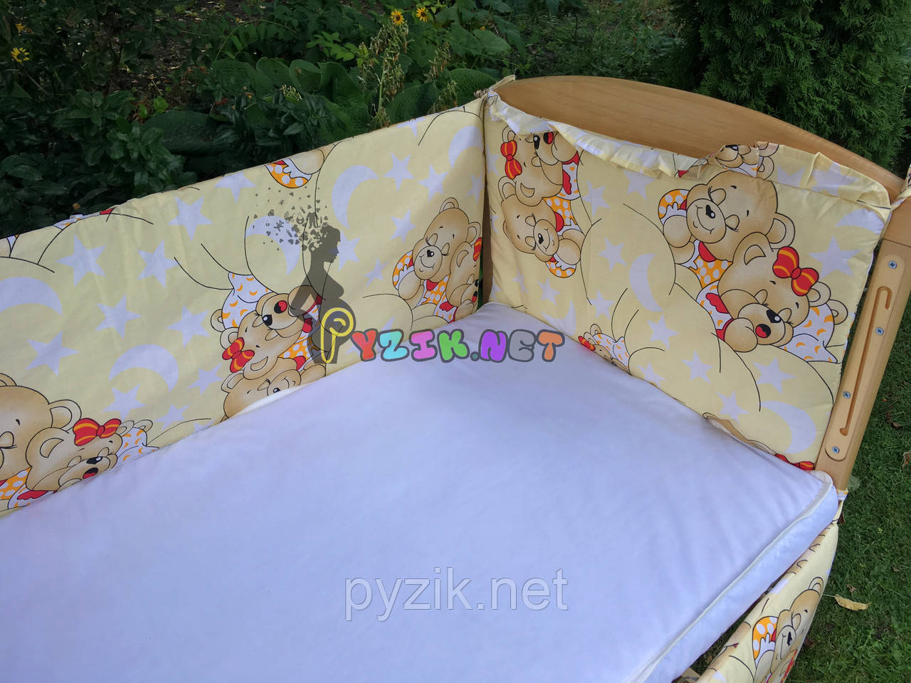 Защита для детской кроватки 120х60 см, "Мишки спят" желтая - фото 2 - id-p576270163