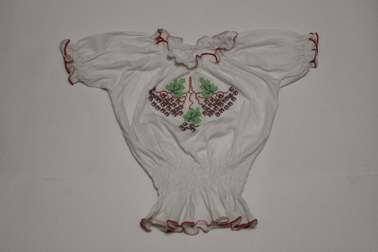 Белая вышиванка с коротким рукавом Ветка калины для девочки Размер 4, 6 лет - фото 1 - id-p41439542