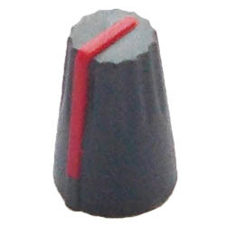 Ручка потенціометра сіра з червоною смугою, D=13,5 mm, H=20mm