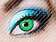 Яскраві кольорові лінзи "Грін аква" на світлих очах, фото 3