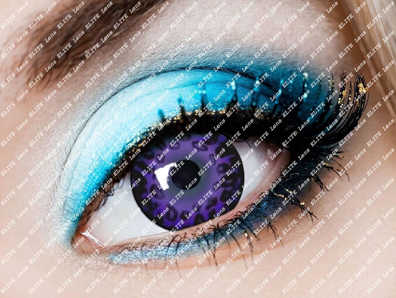 Кольорові косметичні лінзи "Фіолет лео" на світлих очах
