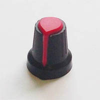 Ручка потенціометра AG2 чорна з червоним верхом і смугою, D=15mm, H=17mm