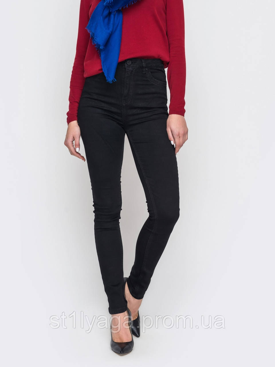 Облегающие джинсы женские с высокой посадкой большого размера демисезон американка  HEPYEK  черный