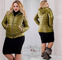 Тепла жіноча зимова синтепонова коротка батальна куртка з капюшоном (р.48-56). Арт-1302/37