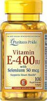 Витамин Е, Puritan's Pride Vitamin E-400 IU with Selenium 50 mcg 100 Softgels