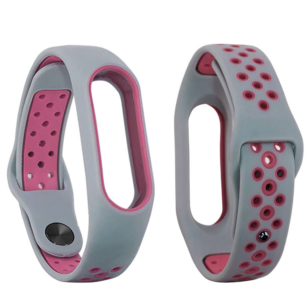 

Ремешок Double Color Strap для Xiaomi Mi Band 3 / 4 Серо-розовый