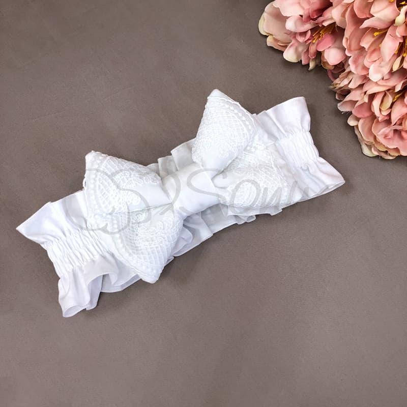 

Бант с резинкой (кружево) белый