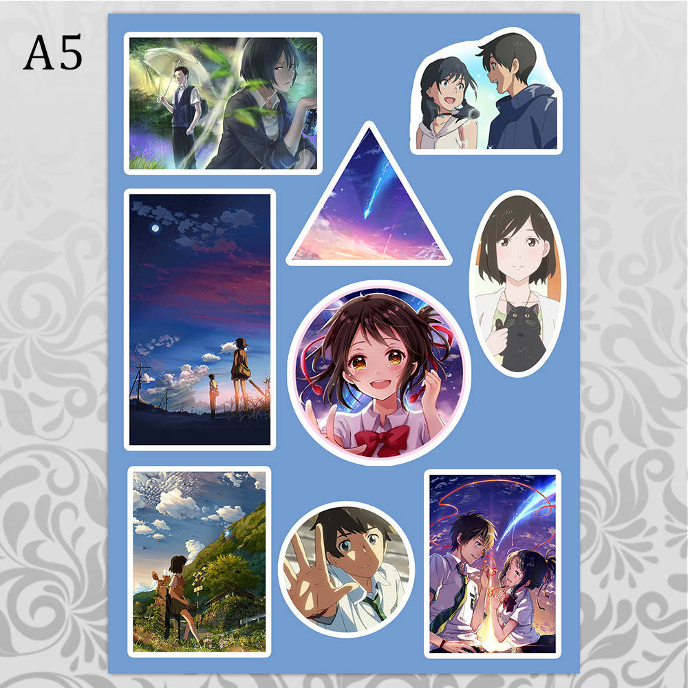 

Стикеры Аниме Makoto Shinkai без порезки, Разные цвета