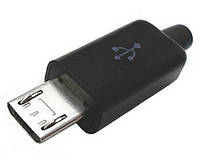 Штекер micro USB бакелит разборной черный