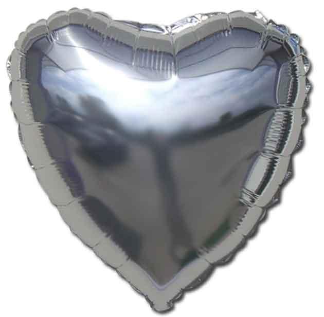 Шар фольгированный Сердце серебряное без рисунка, 18" (45 см), Китай - фото 3 - id-p576658874