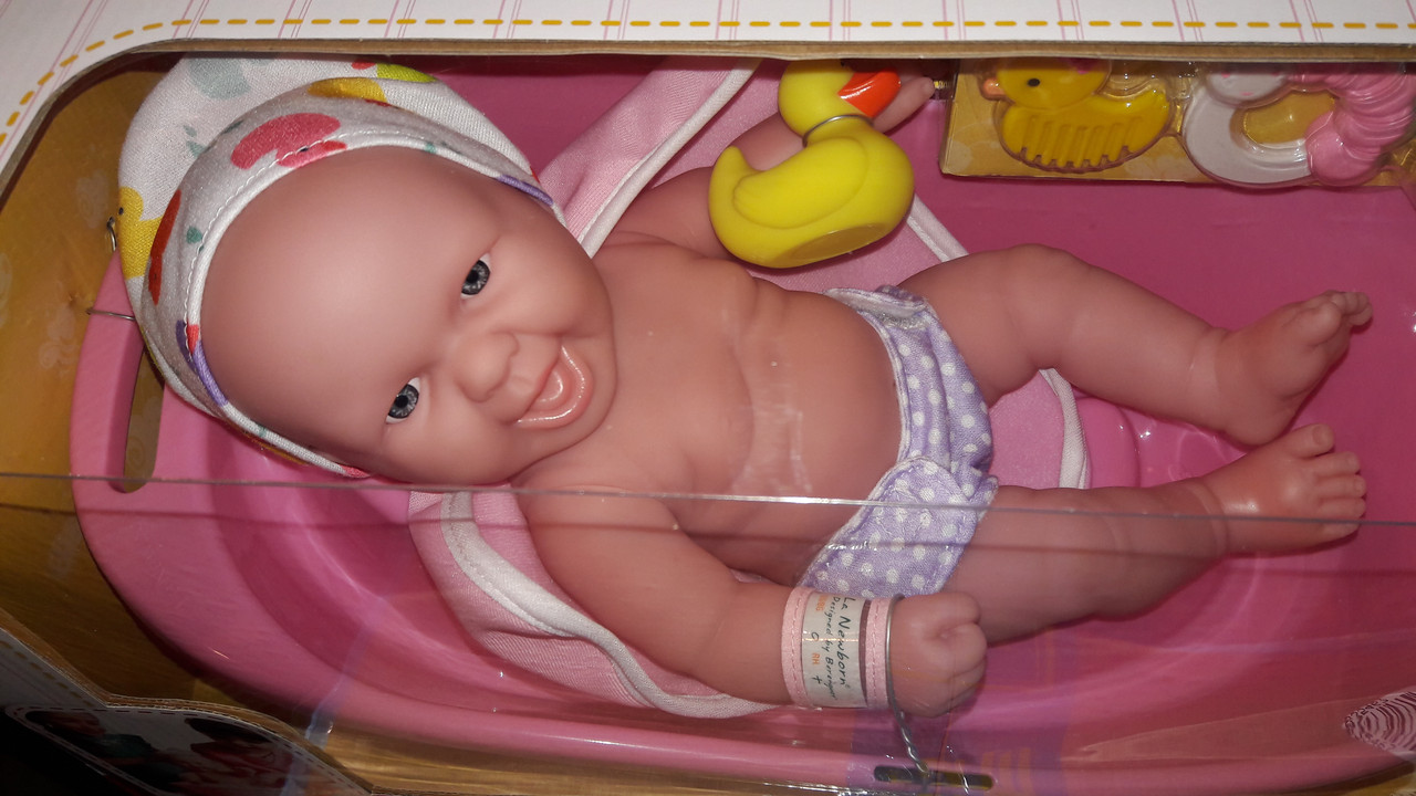 Пупс Новорожденный реалистичный малыш 33 см с розовой ванной La Newborn 8 Piece Realistic Baby Doll Bathtub - фото 5 - id-p576676409