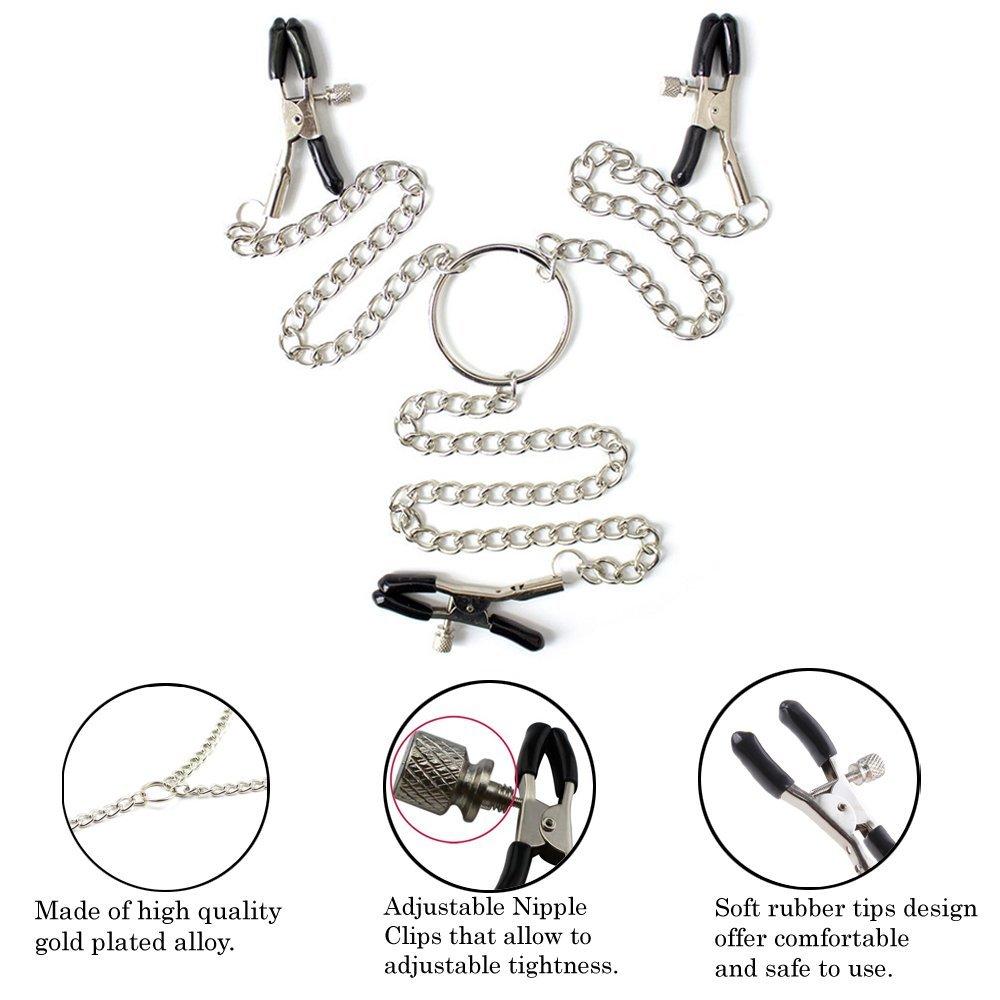 Зажими потрійні бдсм для сосків і клітора 3 в 1 Nipple Clip 3 з ланцюгом і регулюванням