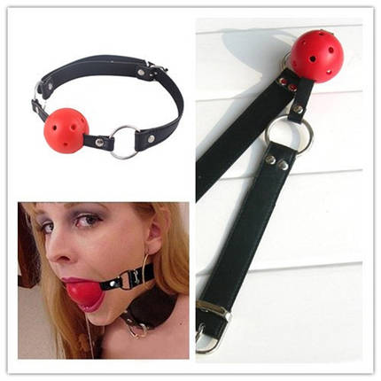 Клап в роті Mouth ball пластикова кулька з дірочками + регулюється за розміром голови, фото 1