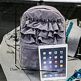 Рюкзак жіночий міський оксамитовий з рюшами (чорний), фото 5