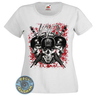 Футболка жіноча SLAYER (черепа) біла, фото 2