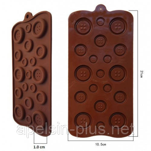 Купить Силиконовая форма для шоколада Пуговки ассорти на 19 ячеек - фото 1
