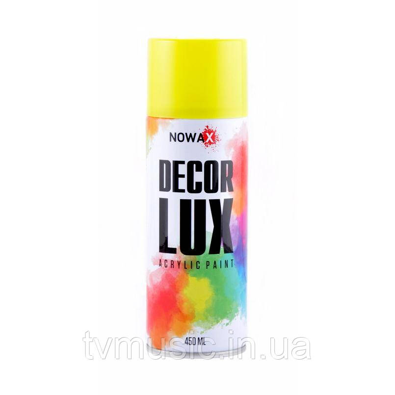 Флуоресцентна акрилова фарба Nowax Decor Lux Жовтий 450 мл