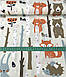 Бавовняна тканина польська лисички, ведмедики в лісі на бежевому (0043), фото 2