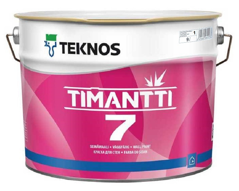 Краска для влажных помещений TEKNOS TIMANTTI 7 антисептическая белая (база 1) 9л - фото 2 - id-p304240557