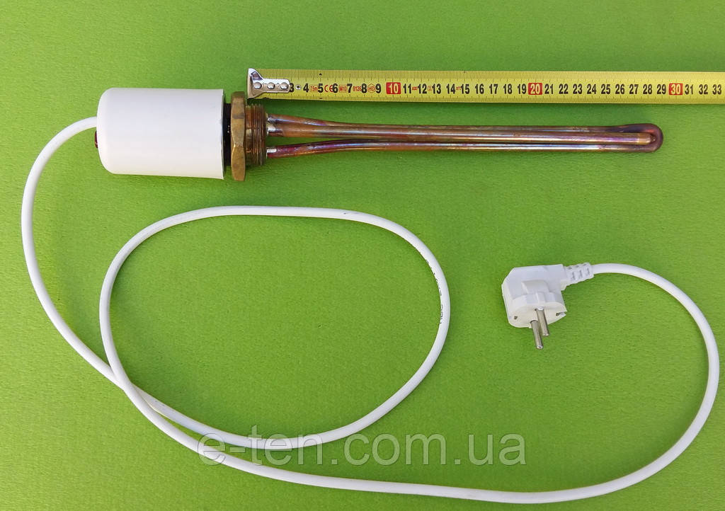 Мідний тен 1000W (Італія) на різьбі 1 1/4" для чавунних батарей з італійським терморегулятором (з ковпаком)