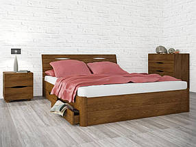 Ліжко дерев'яна Маріта люкс з ящиками Олімп