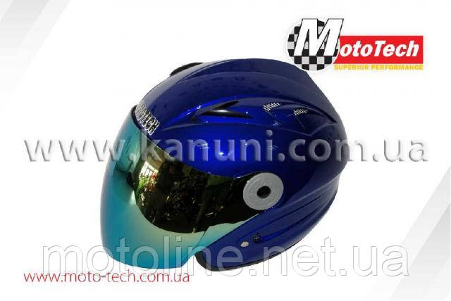 Шолом 613/210 (відкрите/тоноване скло) синій MotoTech