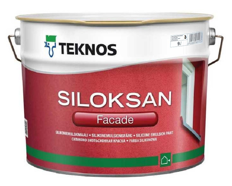 Краска силиконовая TEKNOS SILOKSAN фасадная транспарентная (база3) 9л - фото 2 - id-p343316887