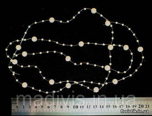 Бусины на леске кремовый (шампань) перламутр (5 шт. - 3 мм. + 1 шт. - 8 мм.). Длина - 1,2 м. - фото 1 - id-p577617548