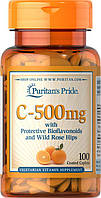 Витамин С, Puritan's Pride Vitamin C-500 mg with Bioflavonoids & Rose Hips 100 Caplets