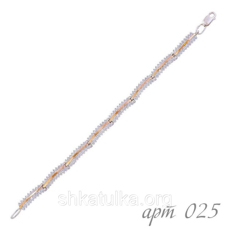 Срібний браслет із золотом і цирконом