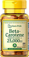 Витамин А, Puritan's Pride Beta-Carotene 25,000 IU 100 Softgels