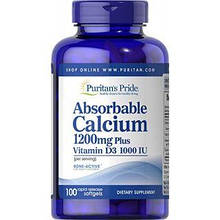Кальцій з вітаміном д3, Puritan's Pride, Absorbable Calcium 1200 mg with Vitamin D 1000 IU 100 Softgels
