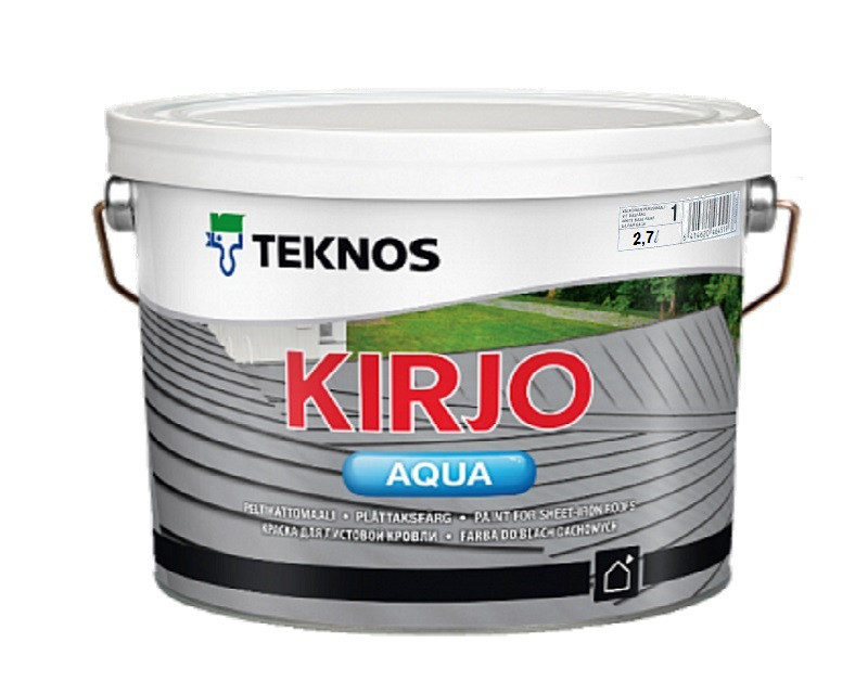 Эмаль акриловая TEKNOS KIRJO AQUA для крыш и листового металла белый (база 1) 2,7л - фото 2 - id-p263753112