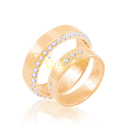 Золотые обручальные кольца с камнями. КПв1007 - фото 1 - id-p577959729