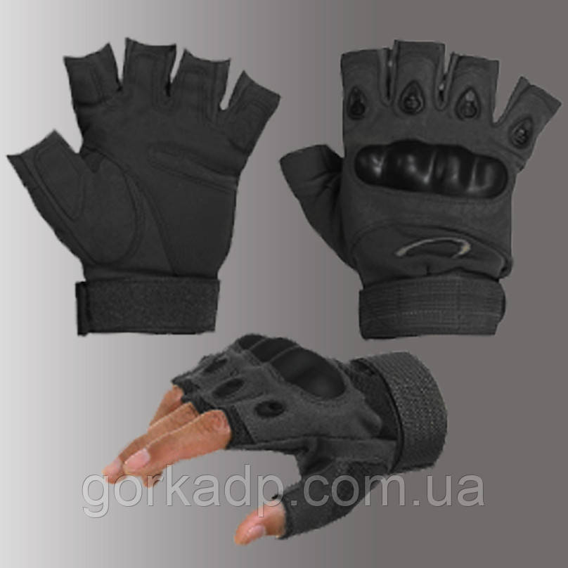 перчатки тактические OAKLEY беспалые, цвет черный - фото 1 - id-p578029824