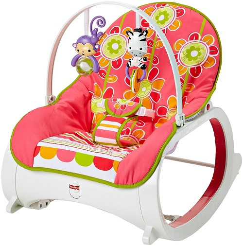 Fisher-Price Крісло-гойдалка з вібрацією шезлонг Квіткові конфетті стандартне з народження до 4 років Infant-to-T