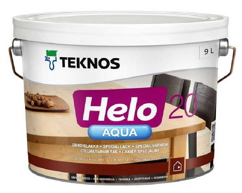 Лак полиуретановый TEKNOS HELO AQUA 20 для паркета и мебели полуматовый 9л - фото 2 - id-p304243137