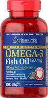 Риб'ячий Жир, Омега-3, Puritans Pride Double Strength Omega-3 Fish Oil 1200 mg/600 mg 180 Softgels