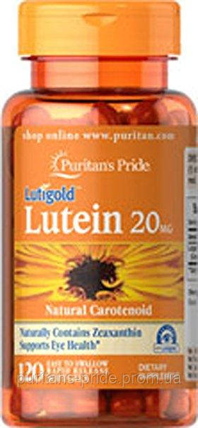 Вітаміни для очей, Лютеїн,, Puritan's Pride Lutein 20 mg with Zeaxanthin 120 Softgels термін 07.20г