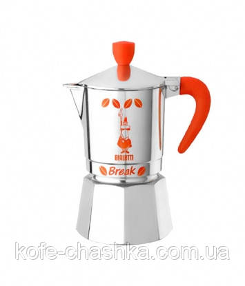 Кавоварка мока Bialetti Break на 3 чашки, жовтогаряча ручка